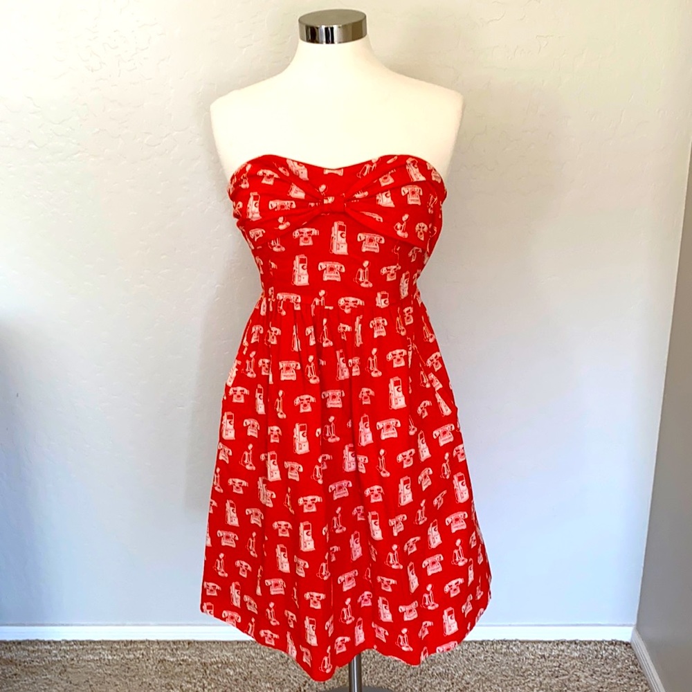 Strapless Orange Telephone Dress Size 6